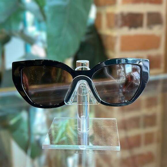 PRADA SPRA09 Pink Brown Tortoise Mahogany Lenses Prada Logo Geometric Sunglasses - Picture 1 of 6